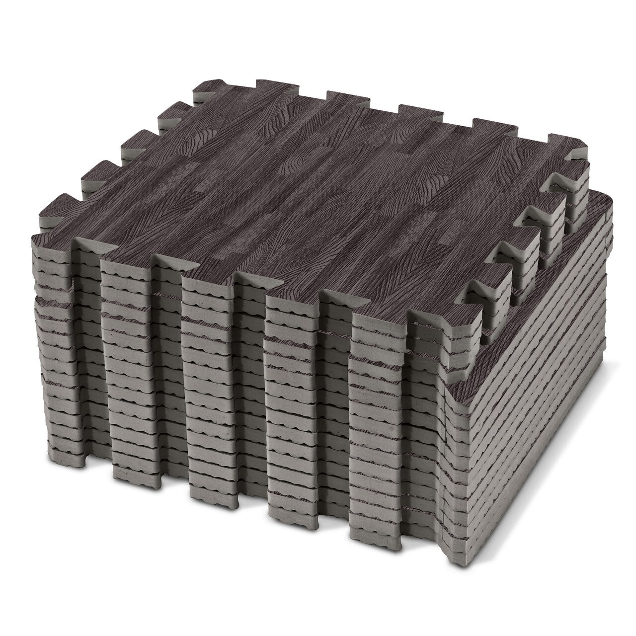 Sorbus Wood Floor Mats Foam Interlocking -Thick Puzzle Wood Tiles with Borders – for Home Office Playroom Basement (16 Tiles 16 Sq ft)